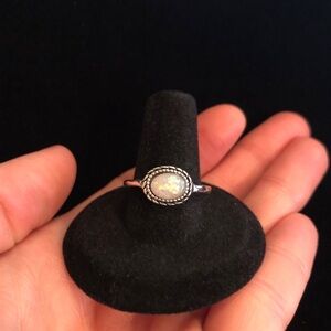 Elegant Silver Tone Faux Opal Ring